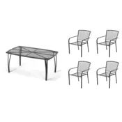 eoshop Kovinski vrtni set Eoshop 54: miza + 4 zložljivi stoli (stogovljivi)