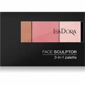 IsaDora Face Sculptor 3-in-1 Palette posvetlitvena in bronz paleta odtenek 62 Cool Pink 12 g