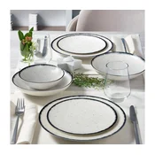 24-delni jedilni servis, bel/črn, porcelan