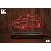 Black Cut 3D Lampa Crvena
