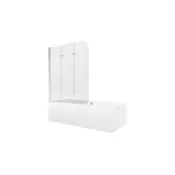 Mexen Cube pravokotna kad 170 x 80 cm z oblogo in zložljivim 3-delni zaslonom 120 cm, prozorna, krom - 550517080X9012030100