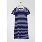 Trendyol Curve Navy Blue Single Jersey Knit Plus Size Dress