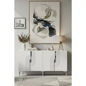 Hanah Home komoda Meyra 180, 180 cm, bela / srebrna