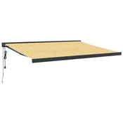 Vidaxl Zložljiva tenda rumena in bela 4,5x3 m blago in aluminij
