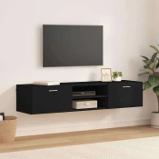 vidaXL TV omarica s predalom Črna 150 x 39 x 30 cm Konstruiran les