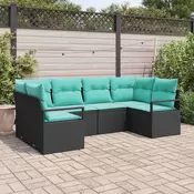 vidaXL vidaXL Kavčna garnitura z blazino 6 pcs Črna Poliratan, (5000153882)