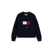 TOMMY HILFIGER Pulover mornarska/ognjeno rdeča/off-bela