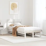 shumee vidaXL Posteljni okvir brez vzmetnice bel 75x190 cm masiven borov les