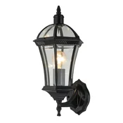 Spoljna zidna lampa fenjer 1 x E27, crna, aluminijum i staklo, IP44
