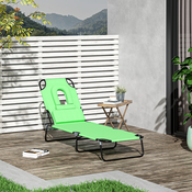 Outsunny Outsunny zložljiv zunanji ležalnik z odprtino za obraz in blazinami, za vrt, plažo in kampiranje, zelen, (20744506)