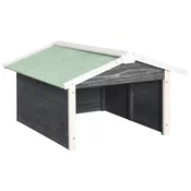Vidaxl Garaža za robotsko kosilnico 72x87x50 cm siva in bela lesena