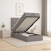 Otomanska postelja z vzmetnico in LED Taupe 90 x 190 cm Blago