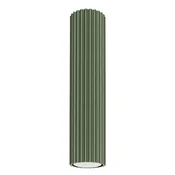 SOLLUX lighting Moderna olivno zelena okrogla stropna svetilka z žlebljenim vzorcem, cev 30 cm, za kuhinjo, predsobo, 1xGU10 10W KARBON Sollux Lighting