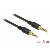 Delock kabel stereo jack 3,5 mm, 4-pinski, moški > moški, 3 m, črn