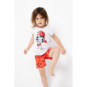 Girls pyjamas Marina, short sleeves, shorts - light melange/red print