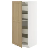 METOD / MAXIMERA Visoki element s fiokama, bela/Forsbacka hrastovina, 60x60x140 cm