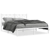 Vidaxl Kovinski posteljni okvir z vzglavjem bel 150x200 cm