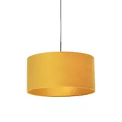 Črna viseča svetilka z rumenim žametnim odtenkom z zlatom 50 cm - Combi