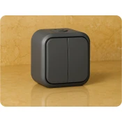 ORNO Nadometno stikalo z 2 tipkama 10A 250V IP54 sivo [OR-OE-7801/G]