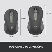 Miš LOGITECH M650 L, bežicni, opticki, 4000dpi, USB, BT, crni