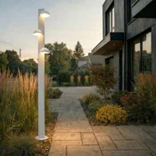 Lucande LED-zunanja svetilka Velira, svetlo siva, 220 cm, 3-kraka - Sodobni - svetlo siva, bela - Kovina