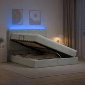 vidaXL LED Postelja za Shranjevanje z Blazino Svetlo siva 160 x 200 cm