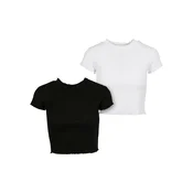 Womens T-shirt Cropped Rib 2-Pack black/white