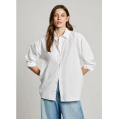 Pepe Jeans za ženske. PL304929 Srajca Rita bela (M), Priložnostno, Bombaž, Dolg rokav