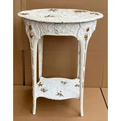 Casa Padrino Art Nouveau garden decorative side table white/gold 46.6 x 36 x H. 60.4 cm - Nostalgic cast iron flower table - Baroque & Art Nouveau garden furniture