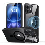 slomart Komplet ovitka ESR Classic Hybrid Kickstand Halolock MagSafe + kaljeno steklo za iPhone 16 - črno
