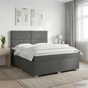 vidaXL Postelja boxspring z vzmetnico Temno siva 140 x 200 cm Blago