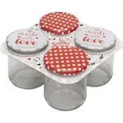Gastro kozarec za vlaganje Gastro 346 ml, navojni pokrov Made with Love, različne barve, set 4 kos