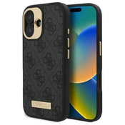 slomart Etui Guess 4G Logo Plate MagSafe za iPhone 16 Plus - črno