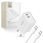 Tech-protect Polnilnik Tech-Protect C35W omrežni 2x USB-C PD 35W s kablom USB-C/USB-C - bel