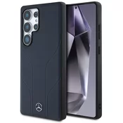 Mikrofon Mercedes PU kožni omot s utisnutim linijama i MagSafe za Samsung Galaxy S25 Ultra plavi (MEHMS25L24RRECV)