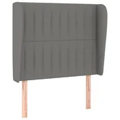 Vidaxl Vzglavje z ušesi temno sivo 103x23x118/128 cm blago