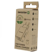 Swissten punjač Eco Pack 2x USB 23W bela