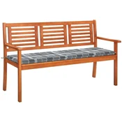 Vidaxl Vrtna klop za 3 osebe z blazino 150 cm trden evkaliptus