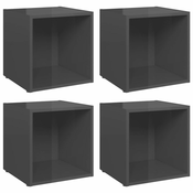 TV ormarici 4 kom sjajni sivi 37 x 35 x 37 cm konstruirano drvo
