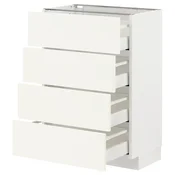 METOD / MAXIMERA Podni element 4 fronta/4 fioke, bela/Vallstena bela, 60x37 cm