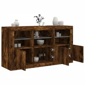 Komoda s LED svjetlima boja dimljenog hrasta 123x37x67 cm