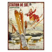 Metalni ukrasni znak 25x33 cm Station de Ski – Antic Line