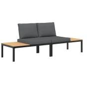 MAISON CHIC Seti vrtnega pohištva - Vrtna garnitura - Vrtni pohištvo set z blazinami 2-delna črn aluminij, (21797048)