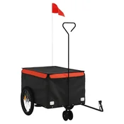 Vidaxl Kolesarska prikolica črna in oranžna 30 kg železo