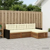Set vanjskih sofa s jastukom 4 pcs Prirodna i krem Poliester