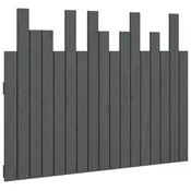 Vidaxl Stensko posteljno vzglavje sivo 108x3x80 cm trdna borovina