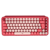Tipkovnica LOGITECH POP Keys, mehanska, brezžična, US Layout, USB, bluetooth, rdeča