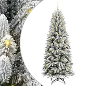 Vidaxl Umetna božična jelka z bučko 210 cm 300 LED Toplo bela
