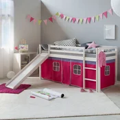 Homestyle4U Pograd s toboganom in vzmetnico, 207,5x110x219,5 cm, roza