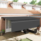 Skrovita tenda Antracit 500 × 300 cm Poliester i aluminij